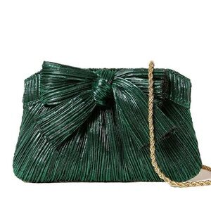 Loeffler Randall Green Clutch with Gold Chain